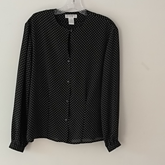 Liz Claiborne Black & Cream Polka Dot Sheer Blouse - Picture 3 of 8